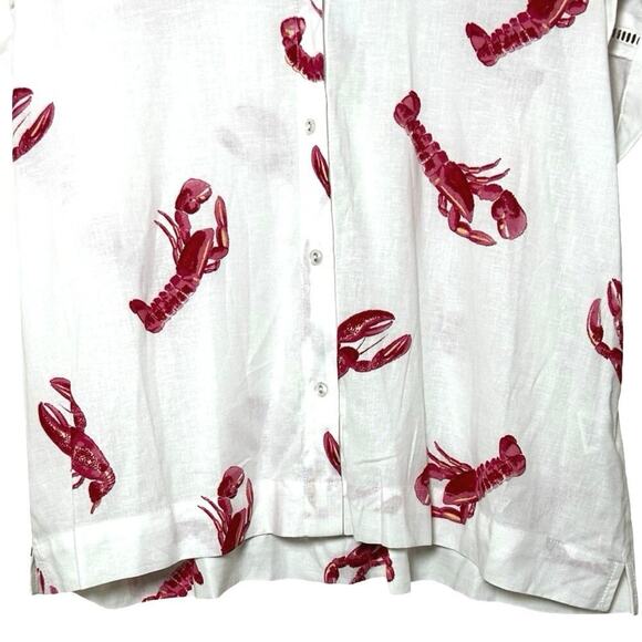 NWT Jane & Delancey Women’s Linen Blend Button Down Lobster Shirt Size Large - Picture 4 of 8